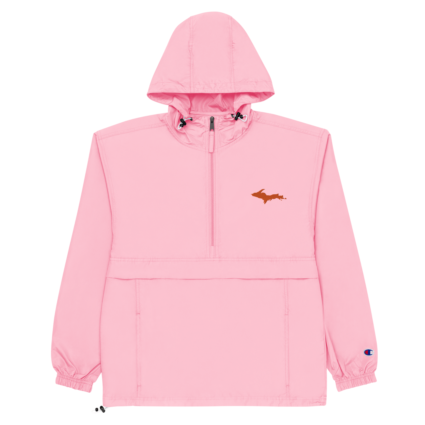 Michigan Upper Peninsula Packable Wind & Rain Jacket (w/ Orange UP Outline)