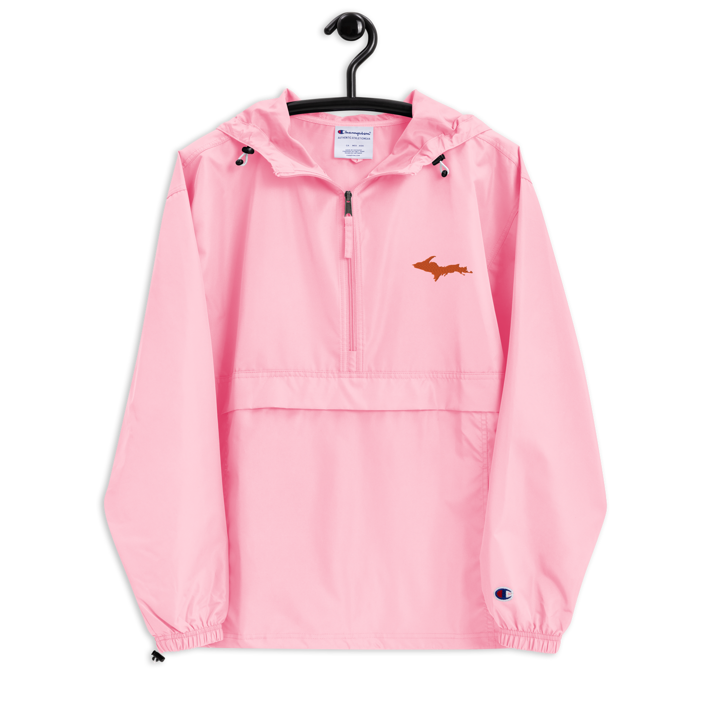 Michigan Upper Peninsula Packable Wind & Rain Jacket (w/ Orange UP Outline)