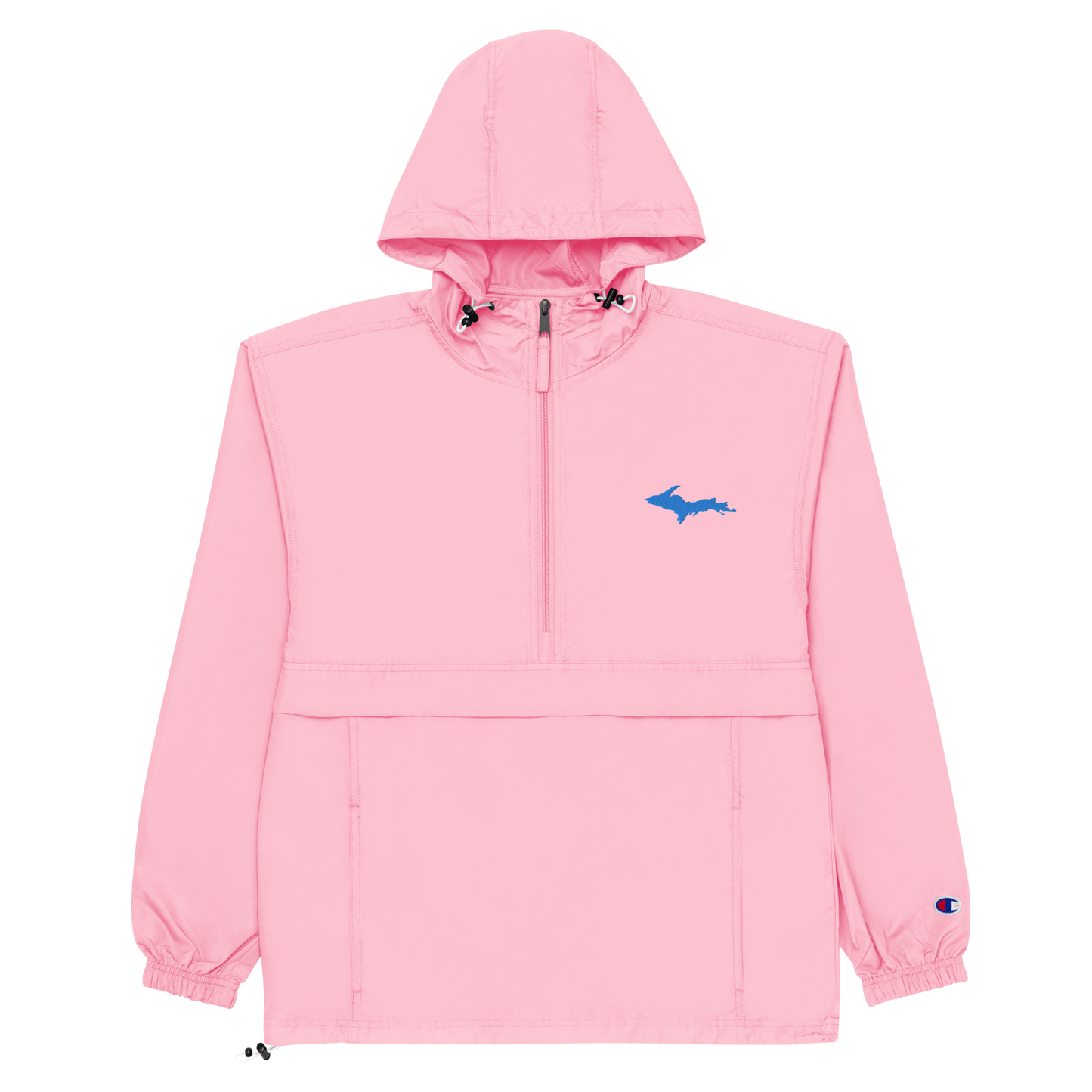 Michigan Upper Peninsula Packable Wind & Rain Jacket (w/ Azure UP Outline)