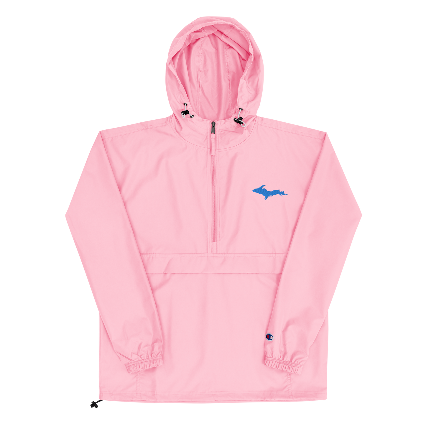 Michigan Upper Peninsula Packable Wind & Rain Jacket (w/ Azure UP Outline)