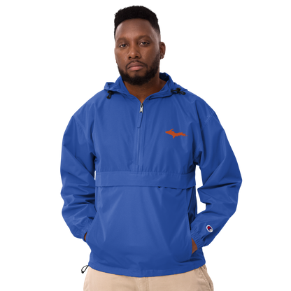 Michigan Upper Peninsula Packable Wind & Rain Jacket (w/ Orange UP Outline)