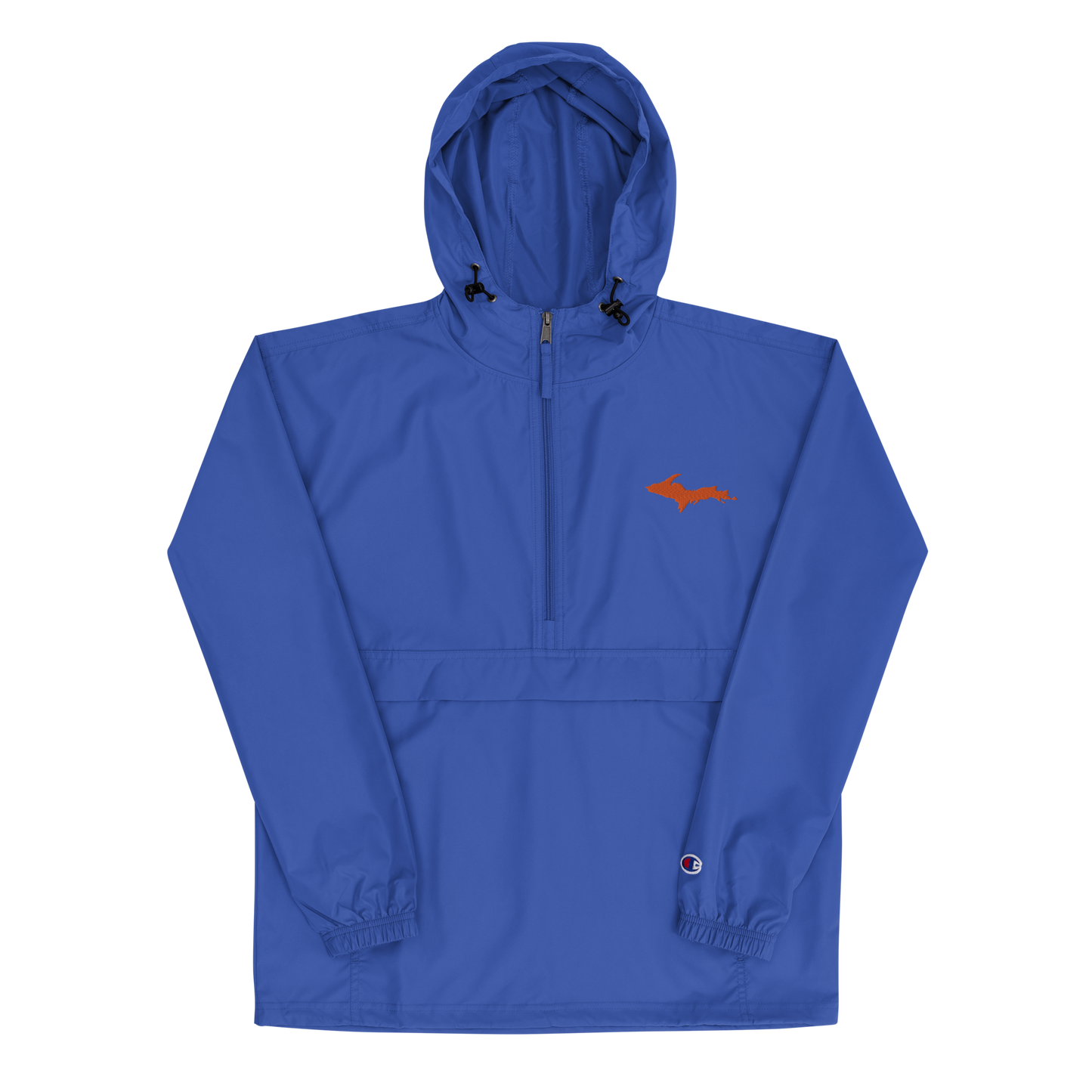 Michigan Upper Peninsula Packable Wind & Rain Jacket (w/ Orange UP Outline)