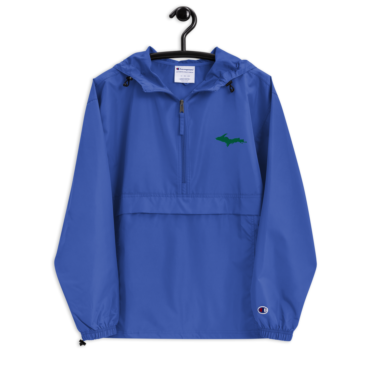 Michigan Upper Peninsula Packable Wind & Rain Jacket (w/ Green UP Outline)