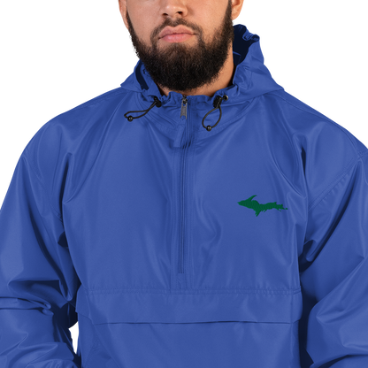 Michigan Upper Peninsula Packable Wind & Rain Jacket (w/ Green UP Outline)