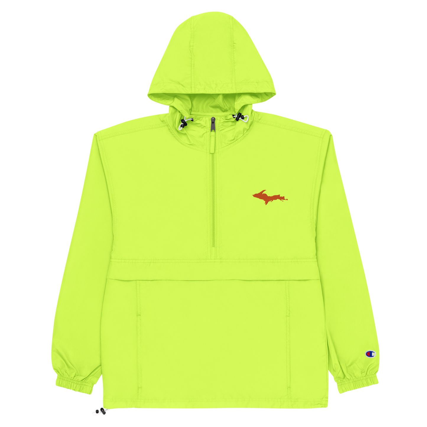 Michigan Upper Peninsula Packable Wind & Rain Jacket (w/ Orange UP Outline)