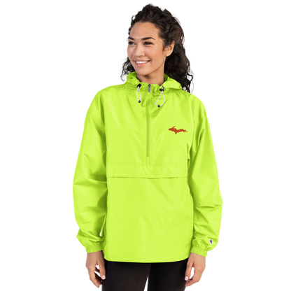 Michigan Upper Peninsula Packable Wind & Rain Jacket (w/ Orange UP Outline)