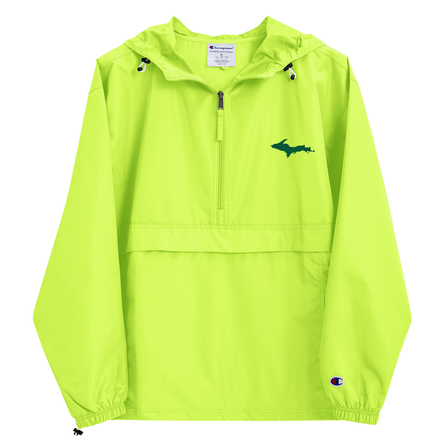 Michigan Upper Peninsula Packable Wind & Rain Jacket (w/ Green UP Outline)