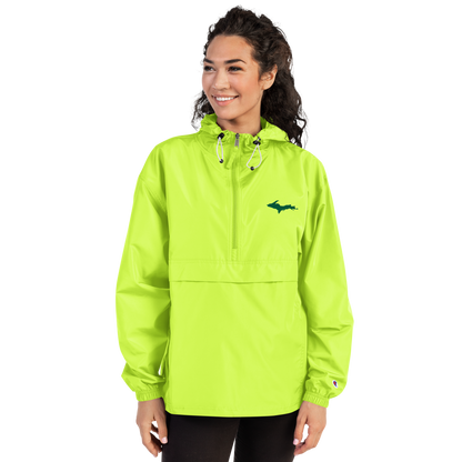 Michigan Upper Peninsula Packable Wind & Rain Jacket (w/ Green UP Outline)