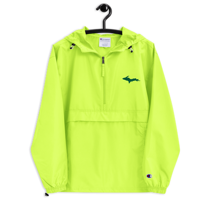 Michigan Upper Peninsula Packable Wind & Rain Jacket (w/ Green UP Outline)