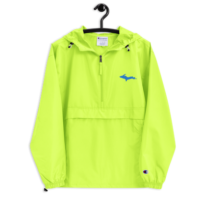 Michigan Upper Peninsula Packable Wind & Rain Jacket (w/ Azure UP Outline)