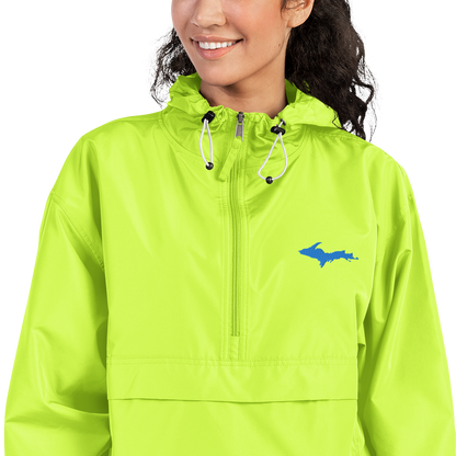 Michigan Upper Peninsula Packable Wind & Rain Jacket (w/ Azure UP Outline)