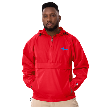 Michigan Upper Peninsula Packable Wind & Rain Jacket (w/ Azure UP Outline)