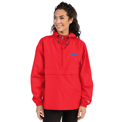 Michigan Upper Peninsula Packable Wind & Rain Jacket (w/ Azure UP Outline)