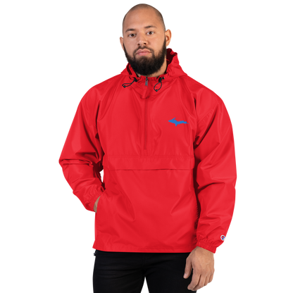 Michigan Upper Peninsula Packable Wind & Rain Jacket (w/ Azure UP Outline)