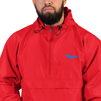 Michigan Upper Peninsula Packable Wind & Rain Jacket (w/ Azure UP Outline)