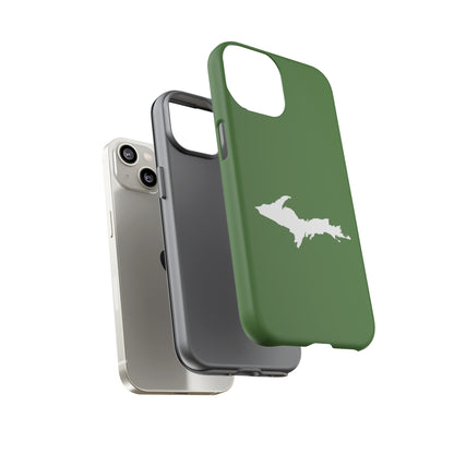 Michigan Upper Peninsula Tough Phone Case (Pine Green w/ UP Outline) | Apple iPhone