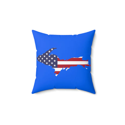 Michigan Upper Peninsula Accent Pillow (w/ UP USA Flag Outline) | Motor Town Blue