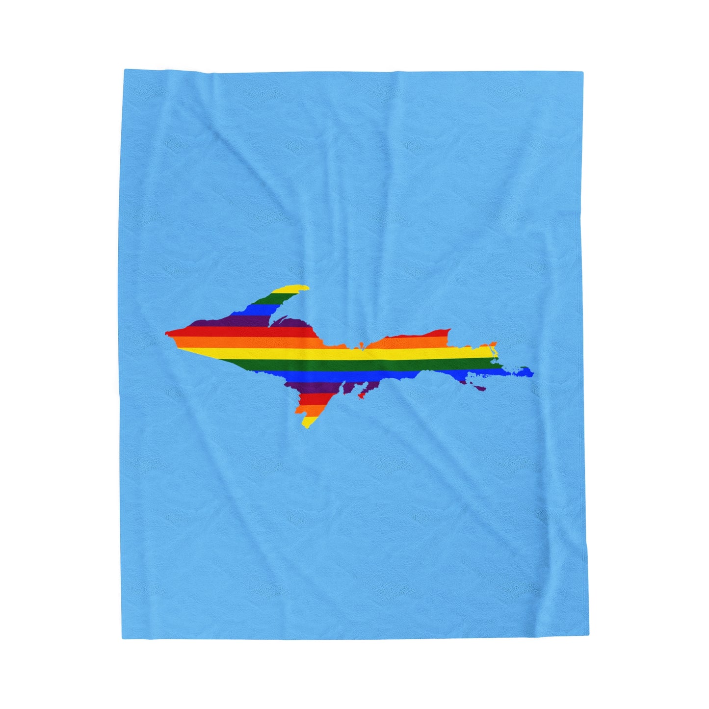 Michigan Upper Peninsula Plush Blanket (w/ UP Pride Flag Outline) | DTW Blue