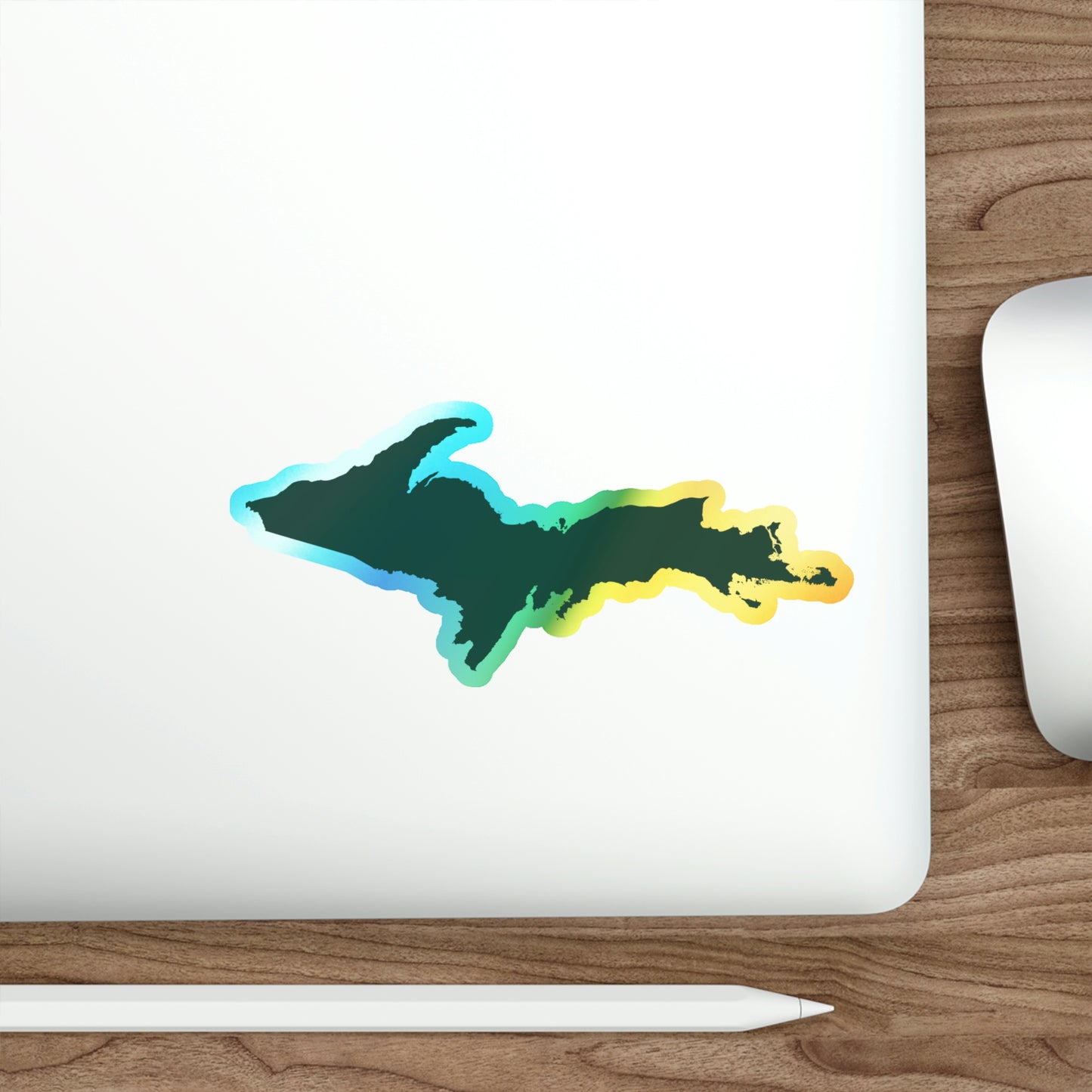 Michigan Upper Peninsula Holographic Die-Cut Stickers (w/ UP Green Flag Outline)