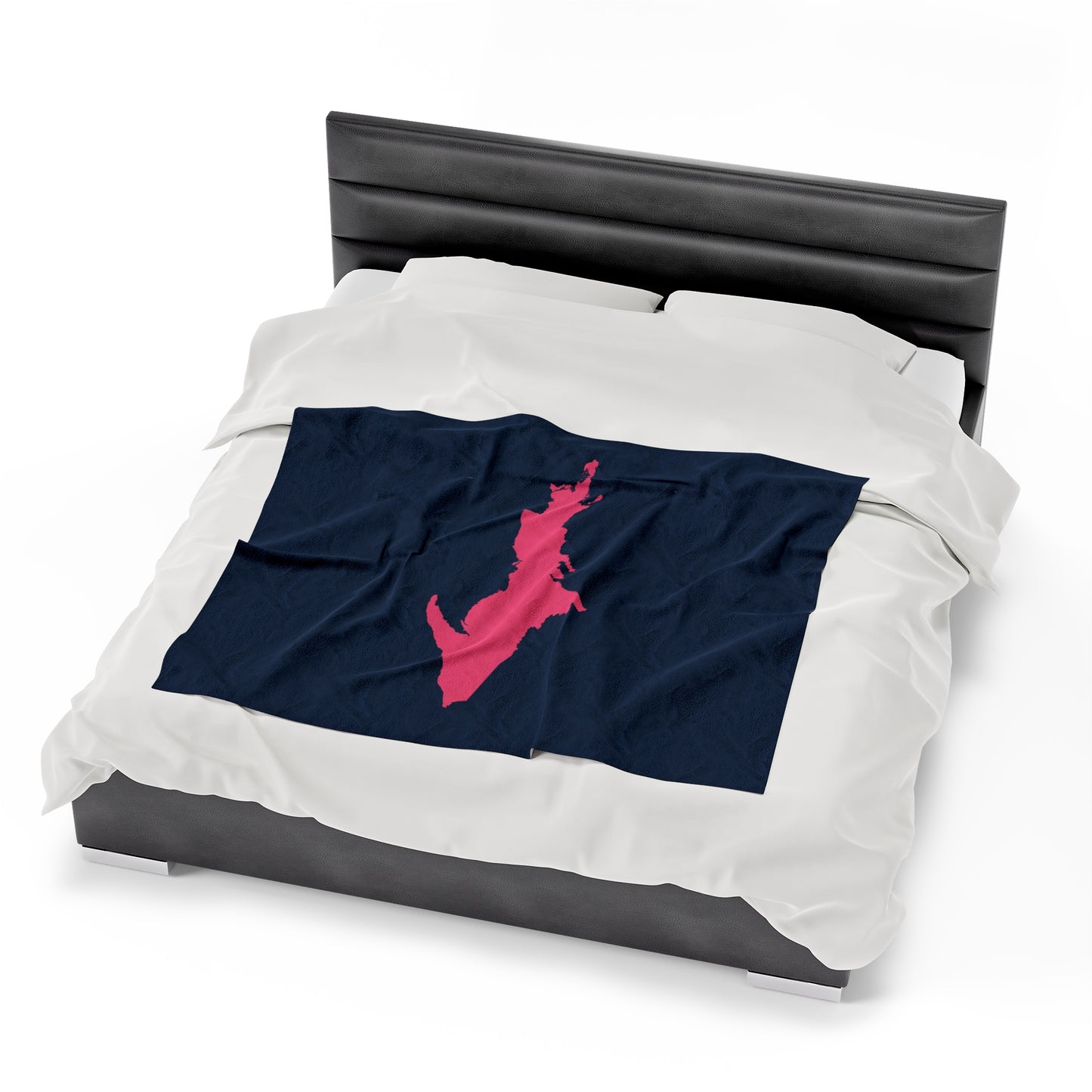 Michigan Upper Peninsula Plush Blanket (w/ Pink UP Outline) | Navy