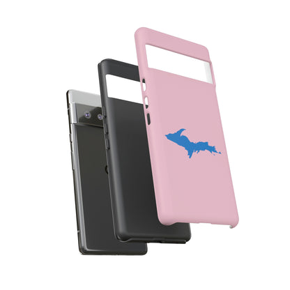 Michigan Upper Peninsula Tough Phone Case (Pink w/ Azure UP Outline) | Samsung & Pixel Android