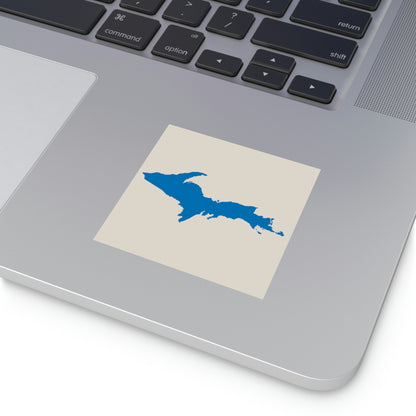 Michigan Upper Peninsula Square Sticker (Canvas Color w/ Azure UP Outline) | Indoor/Outdoor