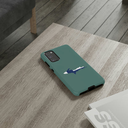 Michigan Upper Peninsula Tough Phone Case (Copper Green w/ UP Finland Flag Outline) | Samsung & Pixel Android