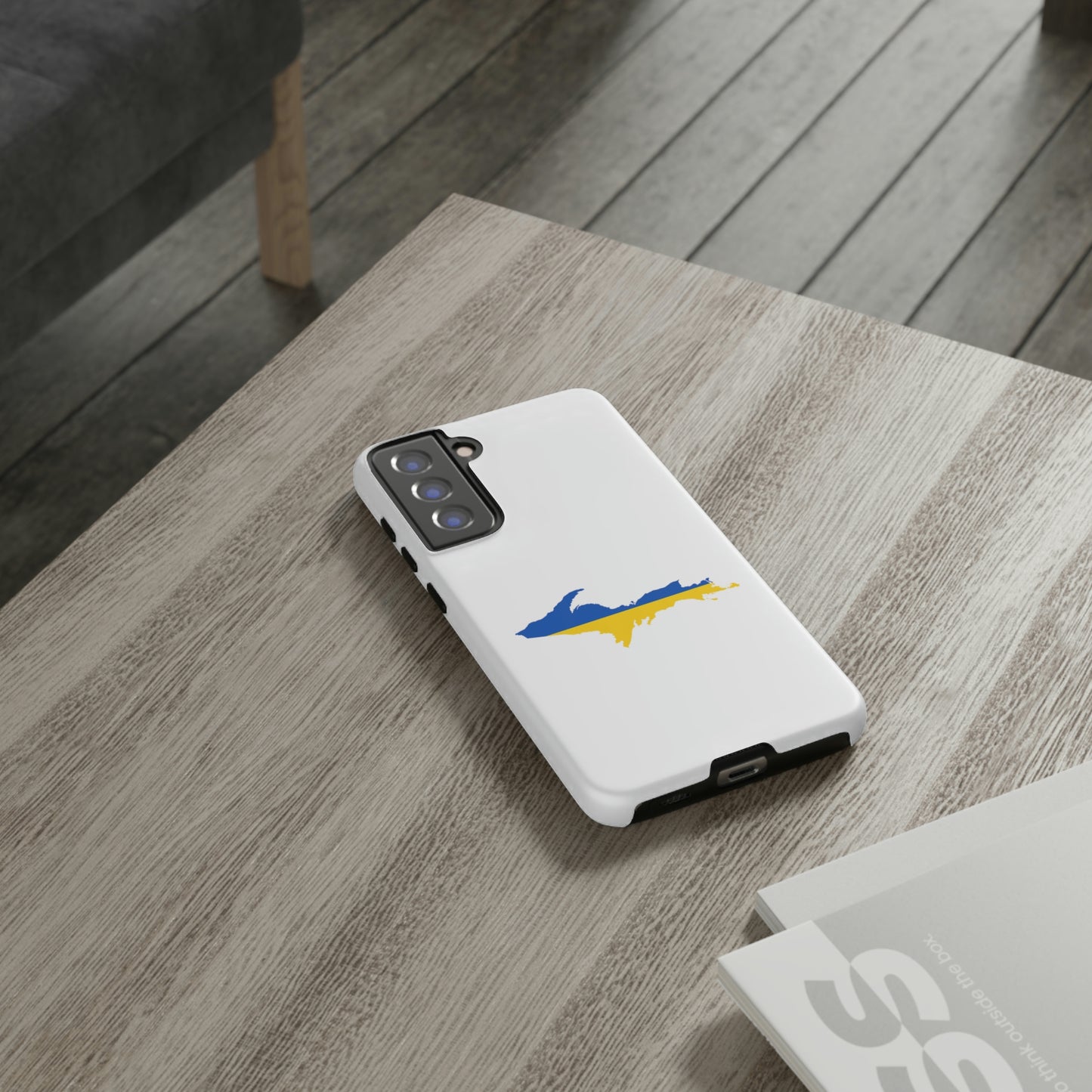 Michigan Upper Peninsula Tough Phone Case (w/ UP Ukraine Flag Outline) | Samsung & Pixel Android