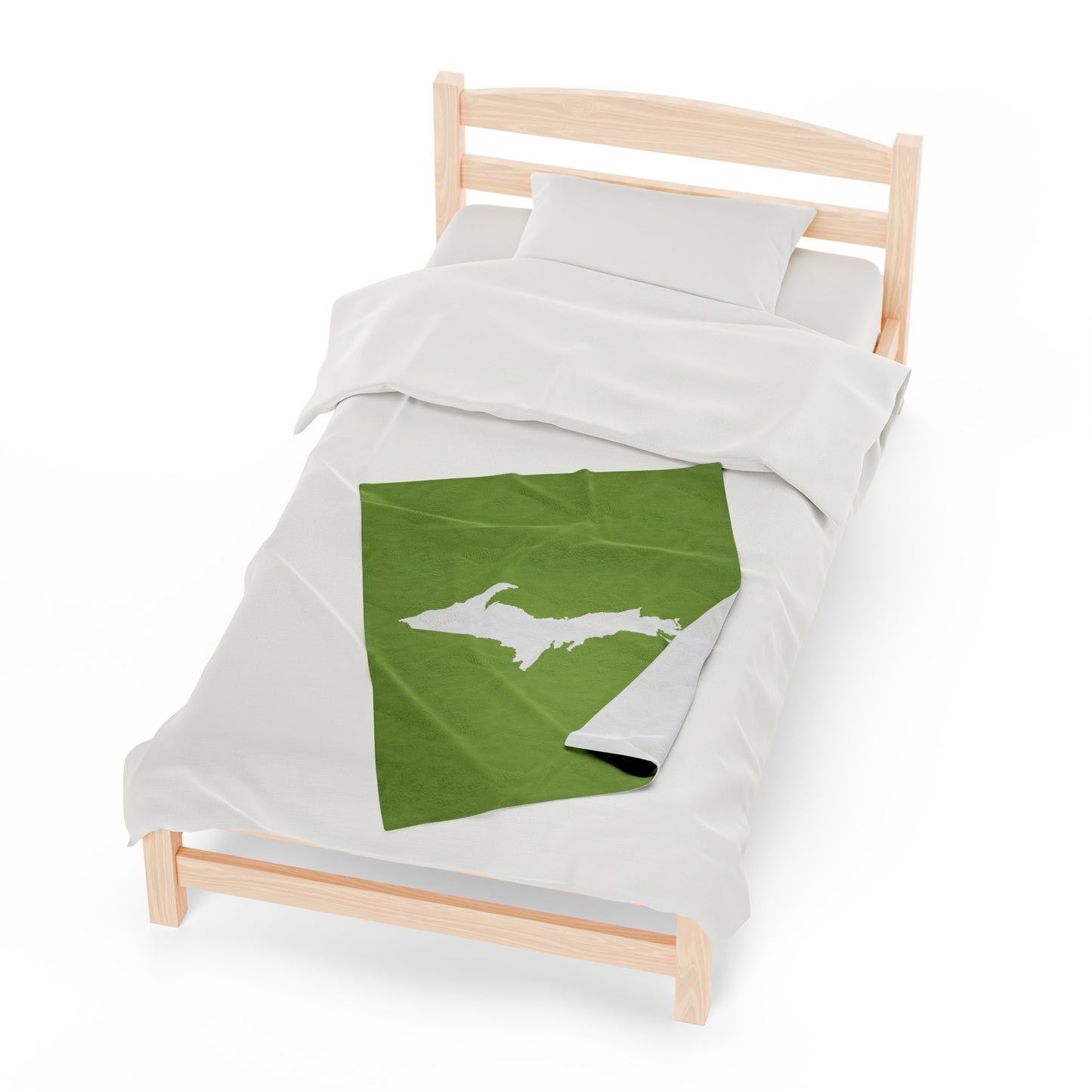 Michigan Upper Peninsula Plush Blanket (w/ UP Outline) | Gooseberry Green