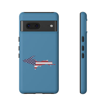 Michigan Upper Peninsula Tough Phone Case (Lake Michigan Blue w/ UP USA Flag Outline) | Samsung & Pixel Android