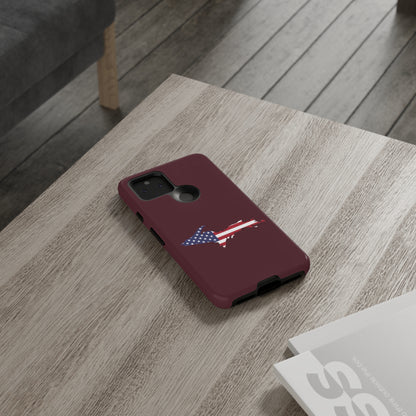 Michigan Upper Peninsula Tough Phone Case (Old Mission Burgundy w/ UP USA Flag Outline) | Samsung & Pixel Android