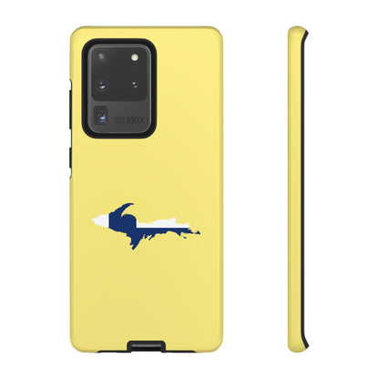 Michigan Upper Peninsula Tough Phone Case (Yellow Cherry Color w/ UP Finland Flag Outline) | Samsung & Pixel Android