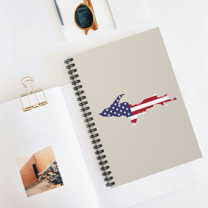 Michigan Upper Peninsula Spiral Notebook (w/ UP USA Flag Outline) | Canvas Color