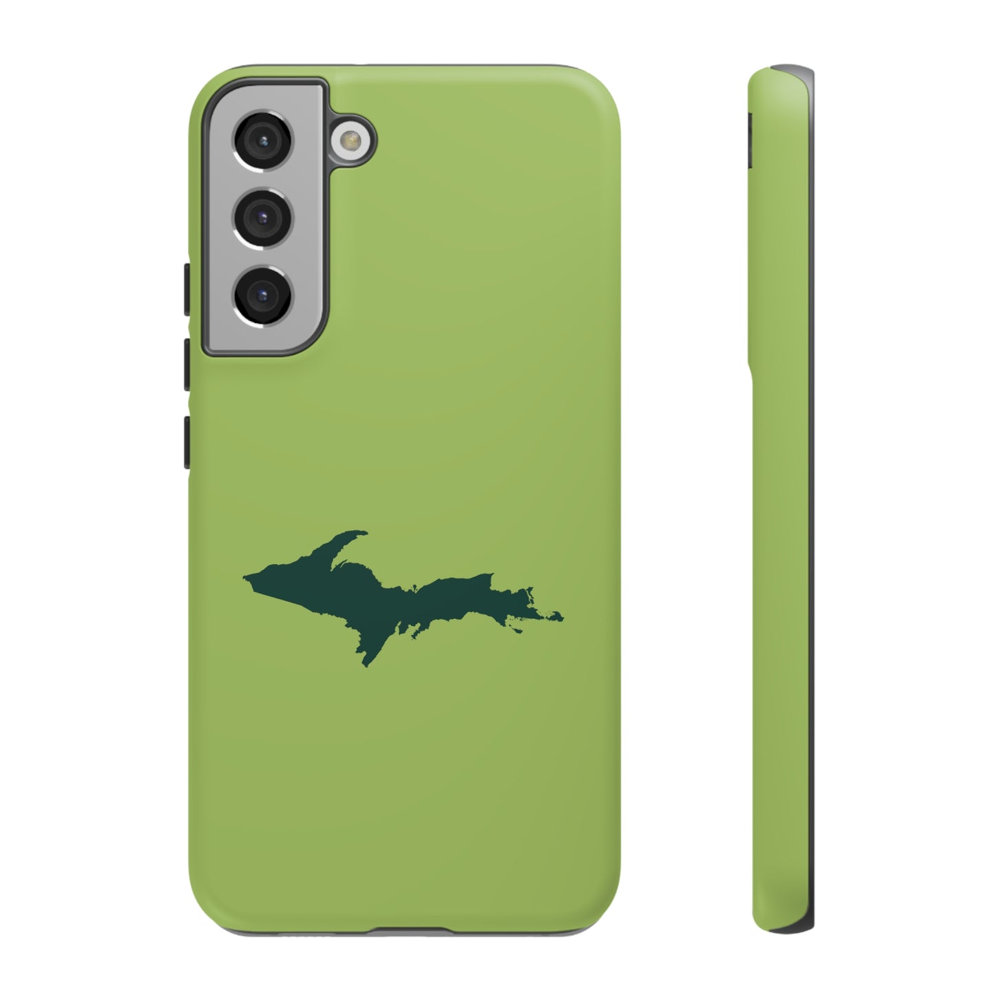 Michigan Upper Peninsula Tough Phone Case (Gooseberry Green w/ Green UP Outline) | Samsung & Pixel Android