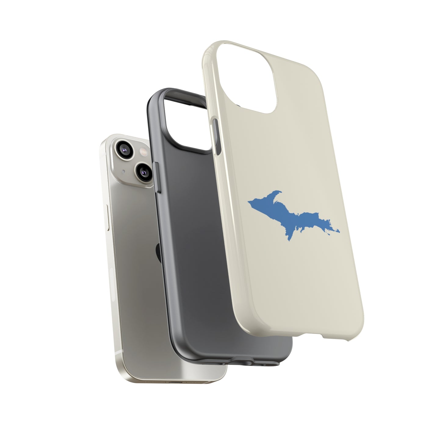 Michigan Upper Peninsula Tough Phone Case (Ivory Color w/ Azure UP Outline) | Apple iPhone