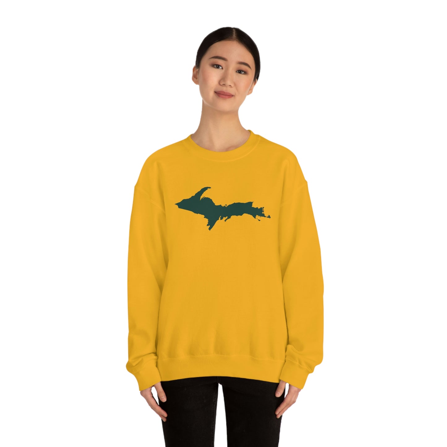 Michigan Upper Peninsula Sweatshirt (w/ Green UP Outline) | Unisex Standard