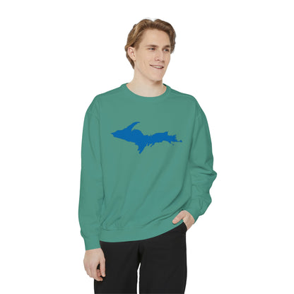 Michigan Upper Peninsula Sweatshirt (w/ Azure UP Outline) | Unisex Garment Dyed