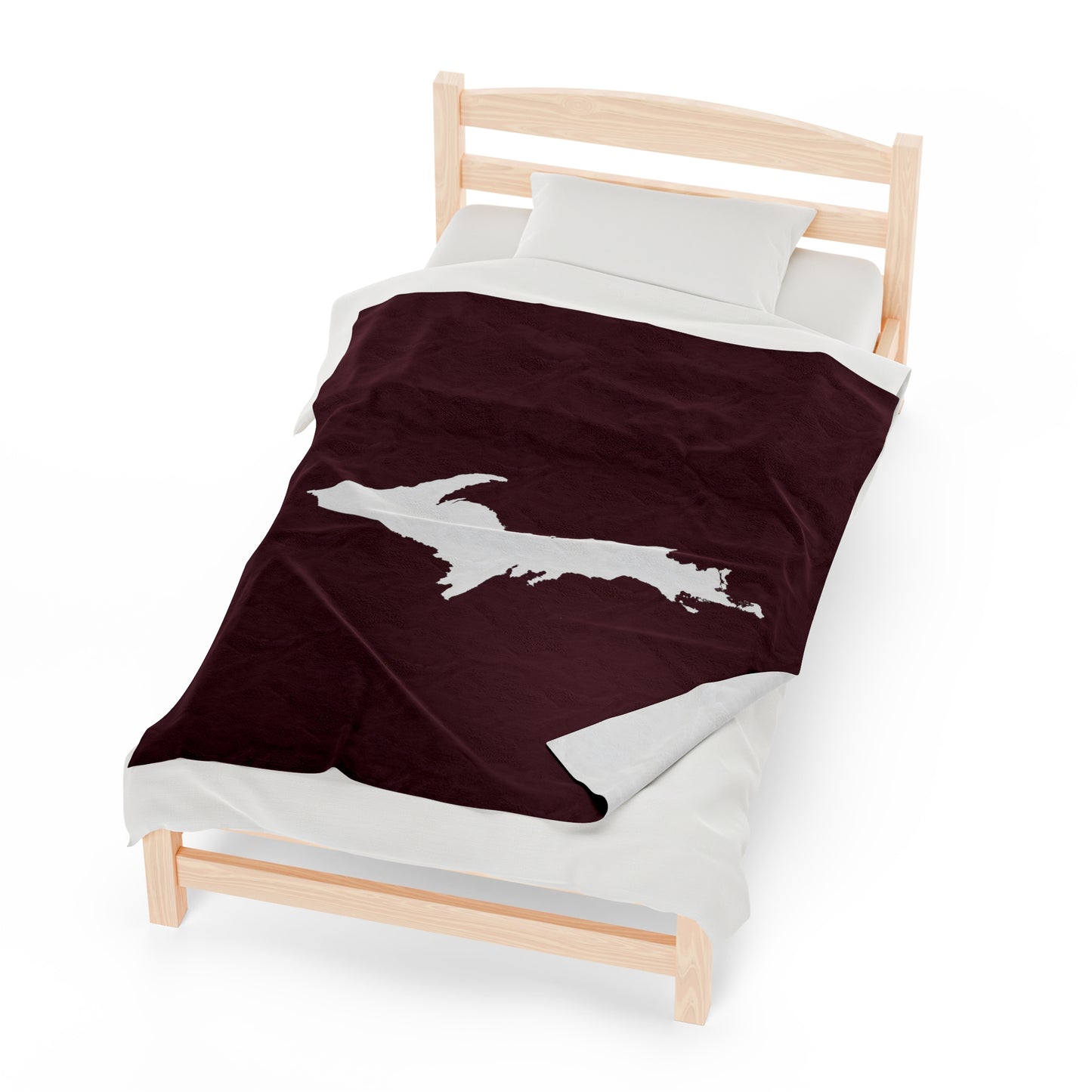 Michigan Upper Peninsula Plush Blanket (w/ UP Outline) | Old Mission Burgundy