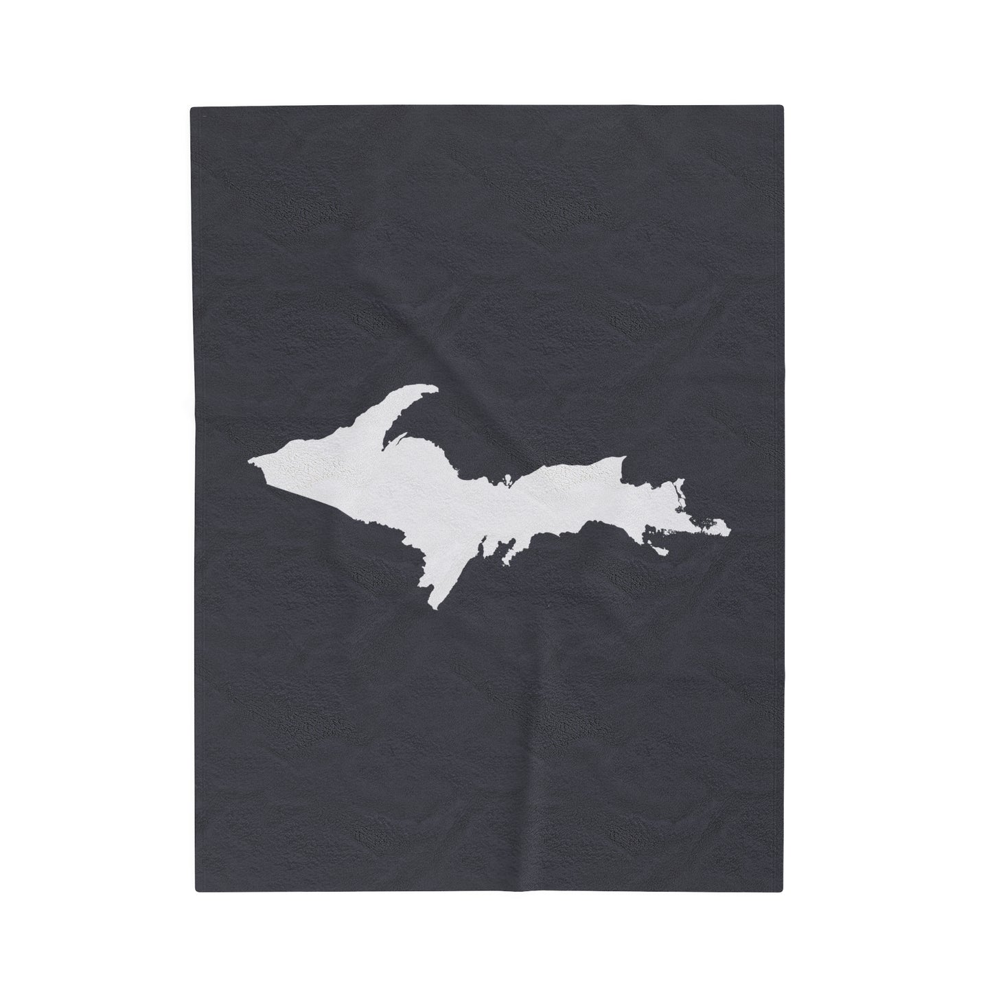 Michigan Upper Peninsula Plush Blanket (w/ UP Outline) | Iron Ore Grey