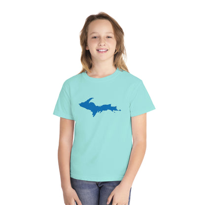 Michigan Upper Peninsula T-Shirt (w/ Azure UP Outline) | Youth Garment-Dyed