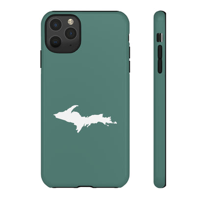 Michigan Upper Peninsula Tough Phone Case (Copper Green w/ UP Outline) | Apple iPhone