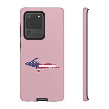 Michigan Upper Peninsula Tough Phone Case (Pink w/ UP USA Flag Outline) | Samsung & Pixel Android