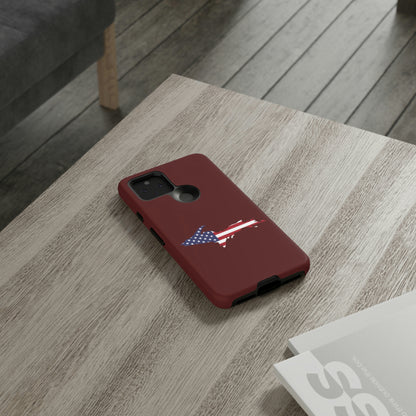 Michigan Upper Peninsula Tough Phone Case (Cherrywoold Color w/ UP USA Flag Outline) | Samsung & Pixel Android