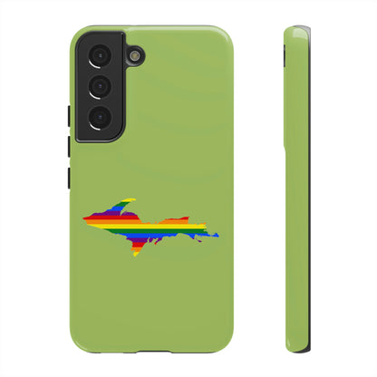 Michigan Upper Peninsula Tough Phone Case (Gooseberry Green w/ UP Pride Flag Outline) | Samsung & Pixel Android