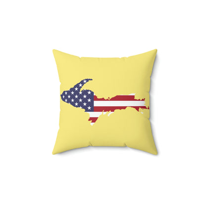 Michigan Upper Peninsula Accent Pillow (w/ UP USA Flag Outline) | Cherry Yellow