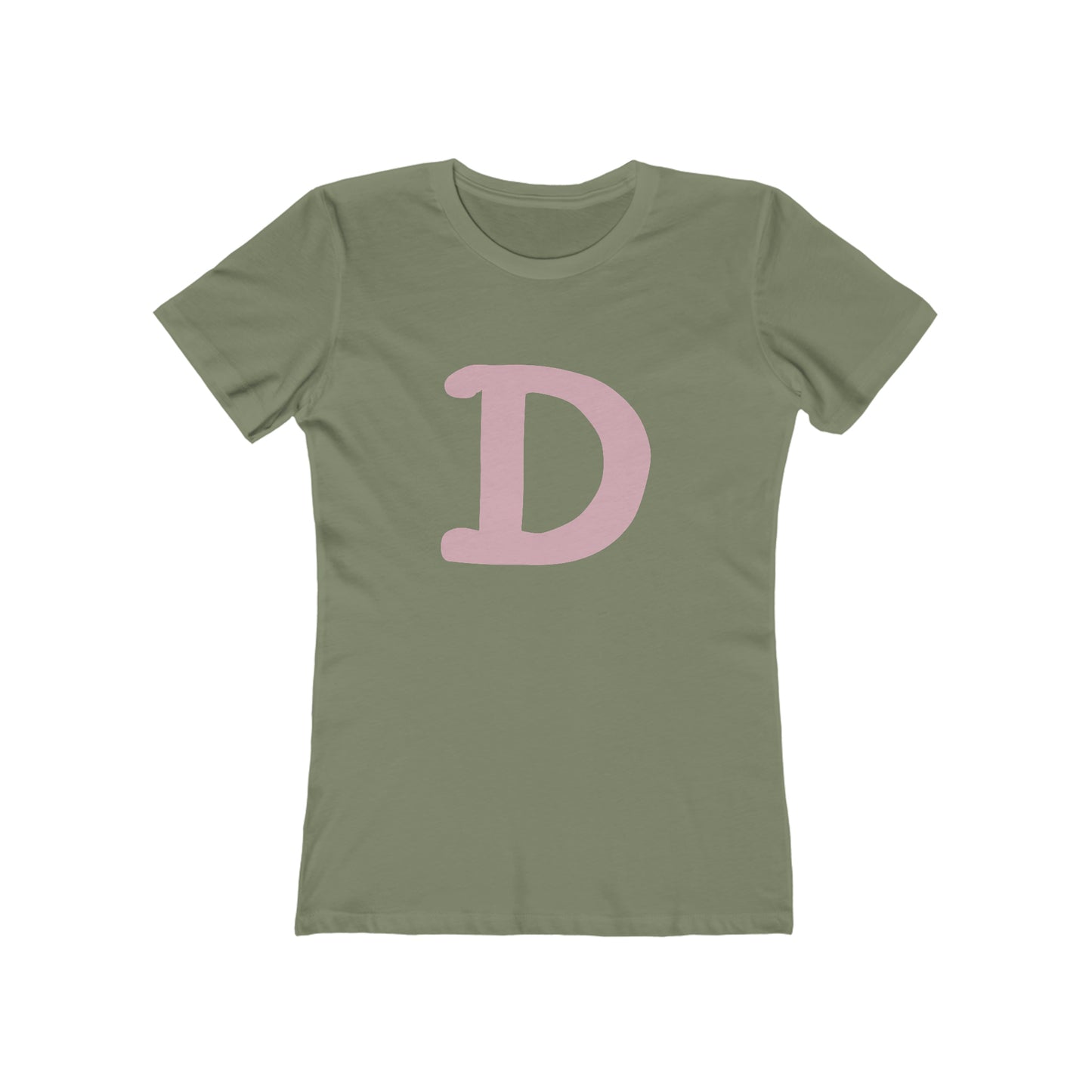 Detroit 'Old French D' T-Shirt (Pink Full Body Outline) | Women's Boyfriend Cut