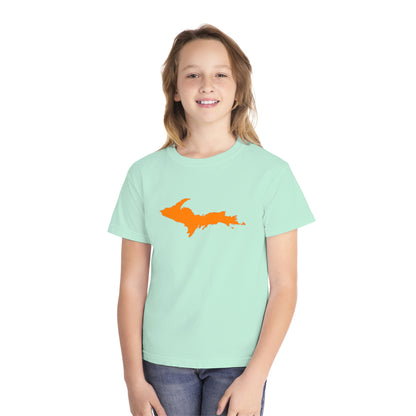 Michigan Upper Peninsula T-Shirt (w/ Orange UP Outline) | Youth Garment-Dyed