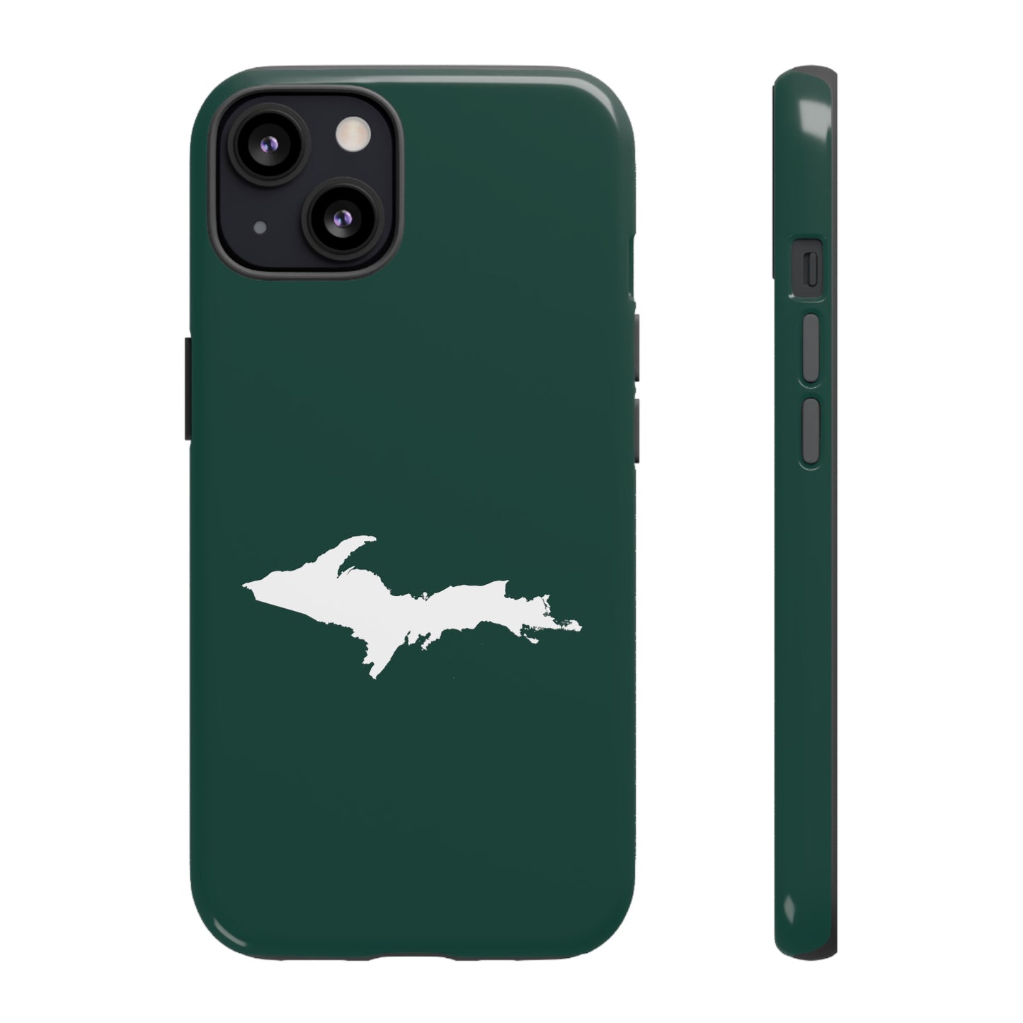 Michigan Upper Peninsula Tough Phone Case (Green w/ UP Outline) | Apple iPhone