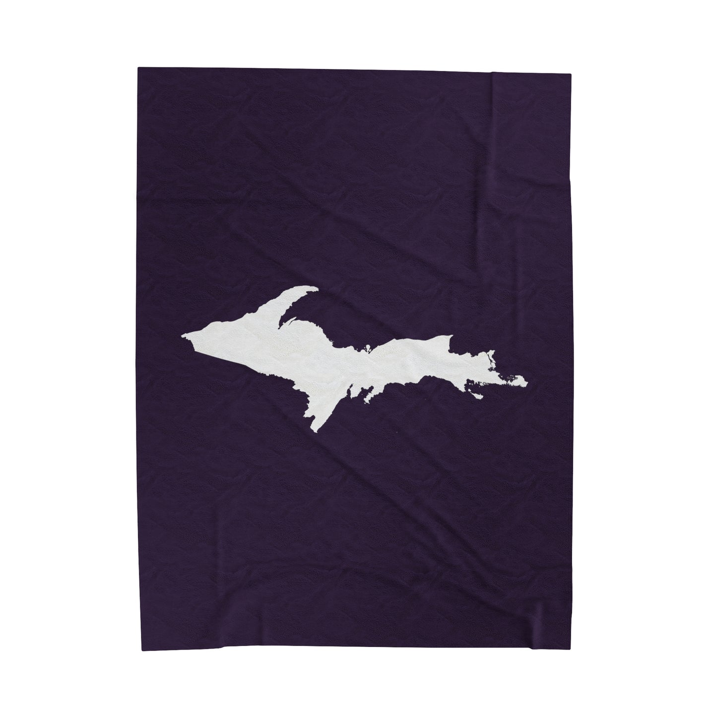 Michigan Upper Peninsula Plush Blanket (w/ UP Outline) | Blackcurrant Color