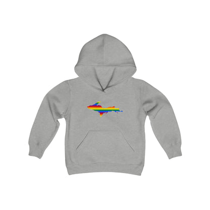 Michigan Upper Peninsula Hoodie (w/ UP Pride Flag Outline)| Unisex Youth